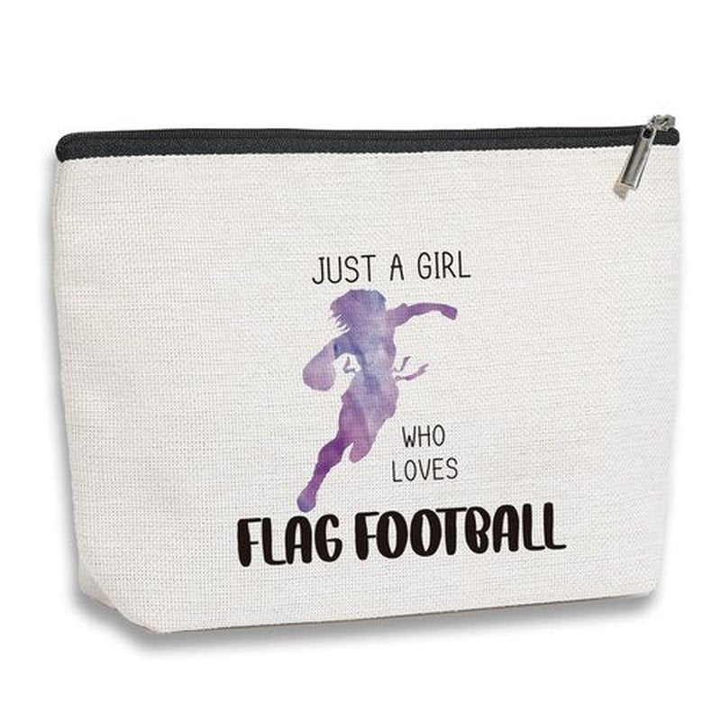 kdxpbpz Football Makeup Bag Inspirational Gifts for Women, Flag Sports Game Fans Gifts, Friendship Birthday Gifts for Women Gift Idea for Flag Football Lovers