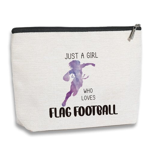kdxpbpz Football Makeup Bag Inspirational Gifts for Women, Flag Sports Game Fans Gifts, Friendship Birthday Gifts for Women Gift Idea for Flag Football Lovers