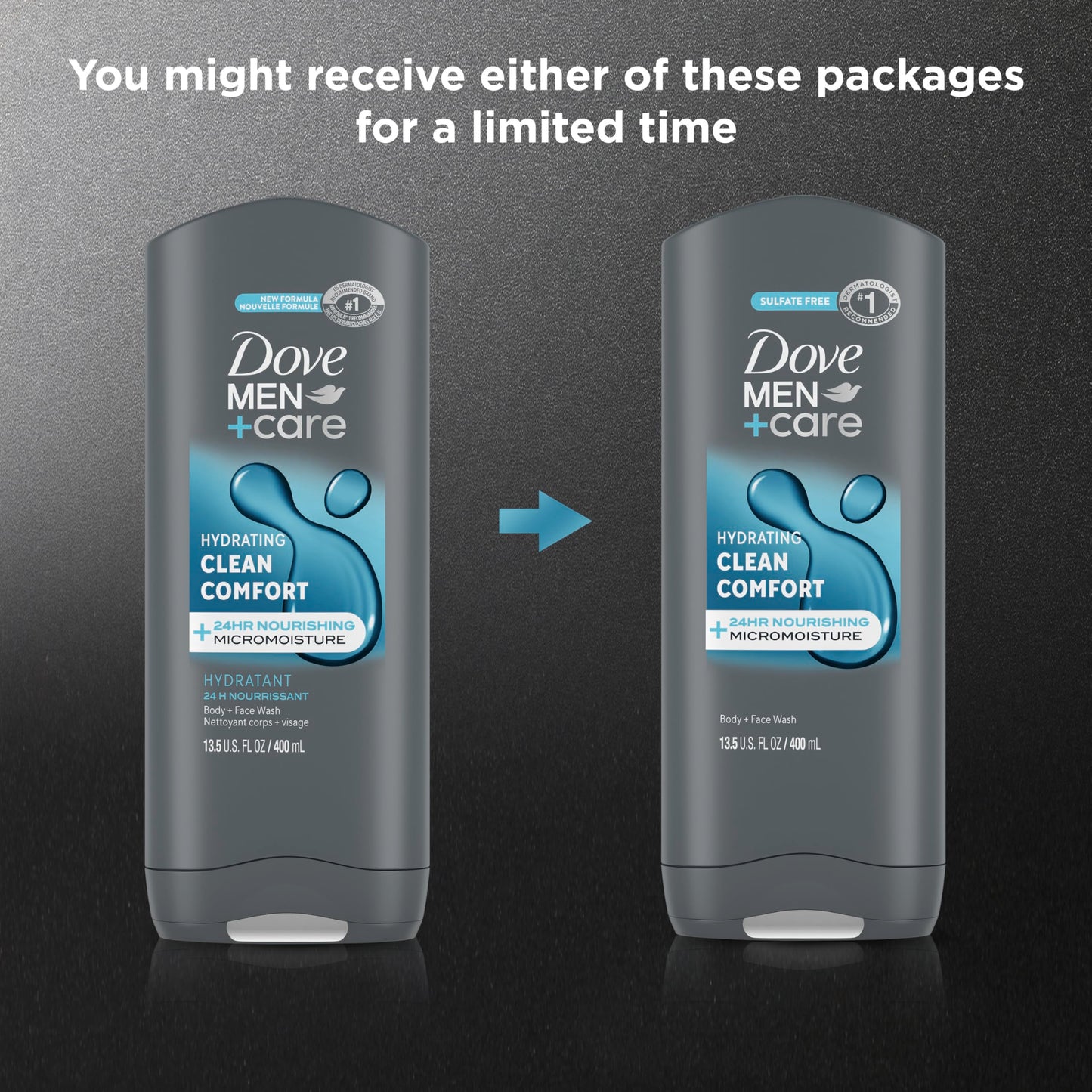 Dove Men+Care Body and Face Wash Hydrating Clean Comfort Body Wash for Men with 24-Hour Nourishing Micromoisture Technology 13.5 oz