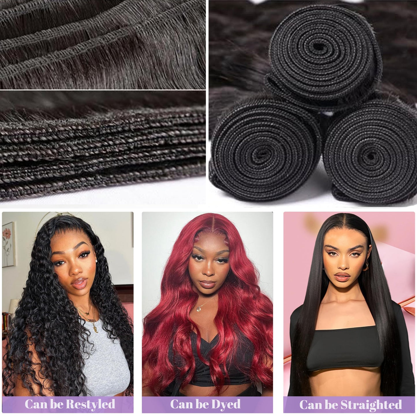 Human Hair Bundles 28 Inch Body Wave Bundles Human Hair 100% Unprocessed 12A Brazilian Virgin Hair Bundles Human Hair Extensions Deals Long Quick Weave Bundles Human Hair Double Weft Natural Black