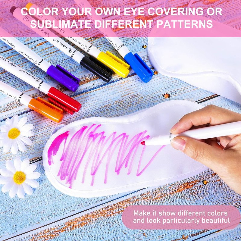 DIY White Eye Masks - 10 Pcs Soft Satin Sleep Blindfolds with 8 Fabric Markers for Parties | Perfect for SPA, Travel, and Weddings