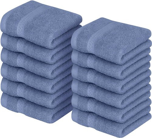 Utopia Towels [12 Pack Premium Wash Cloths Set (12x12 Inches) 100% Cotton Ring Spun, Highly Absorbent and Soft Feel Essential Washcloths for Bathroom, Spa, Gym, and Face Towel (Electric Blue)