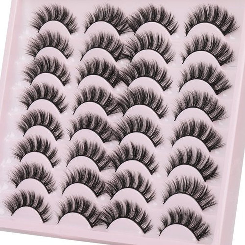 JIMIRE Wispy Faux Mink Cat Eye Lashes Fluffy Crossed Volume False Eyelashes Natural Look Handmade Premium Quality Reusable 16 Pairs Pack