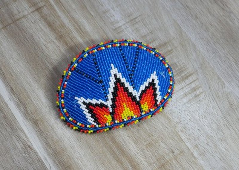 Beaded Hair Clips Native American Style Handmade Collection (Trans Blue (Geometric))