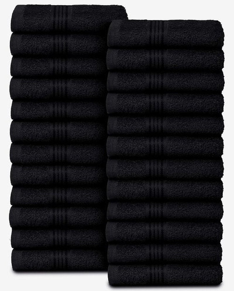 Belizzi Home Ultra Soft Cotton Washcloths, Contains 24 Piece Face Cloths 12x12 inch, Ideal for Everyday use Face Towels, Compact & Lightweight Multi Purpose Washcloths - Black