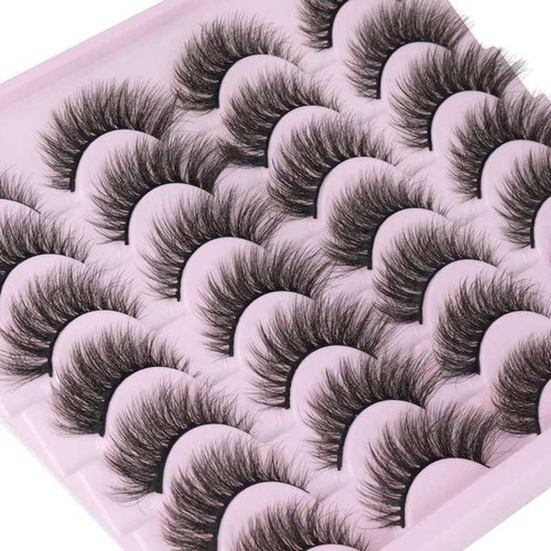 Wispy Mink Lashes Natural False Eyelashes Fluffy 16mm Cat Eye Lashes Pack 5D 14 Pairs Fake Eyelashes by TNFVLONEINS