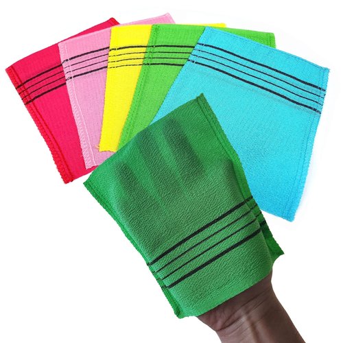 NEPURE Korean Exfoliating Mitt, Small Size, 5 Colors, Back and Body Exfoliating Washcloth for Removing Dry, Reusable (Mix_Small, 5)