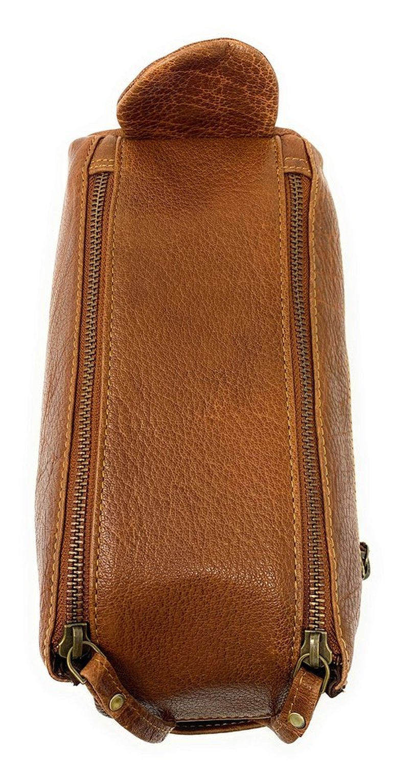 KOMALC Premium Buffalo Leather Unisex Toiletry Bag Travel Dopp Kit (Chicago Buff)