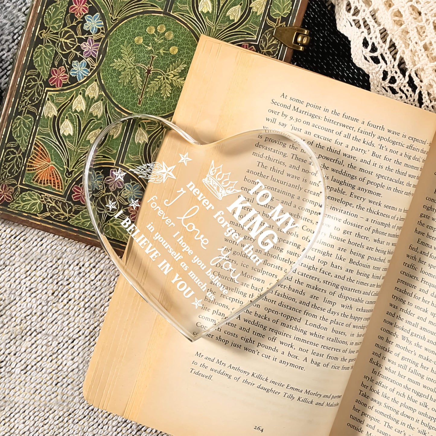 Milcier Father Day Gifts from Wife, Mens Gifts, Anniversary I Love You Gifts for Him Boyfriend, Men's Heart Shaped Acrylic Block -Birthday Gifts for Boyfriend Husband