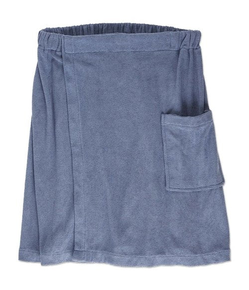 DII Men's Terry Shower Wrap Collection Adjustable with Velcro and Pocket, 54x20, Stonewash Blue