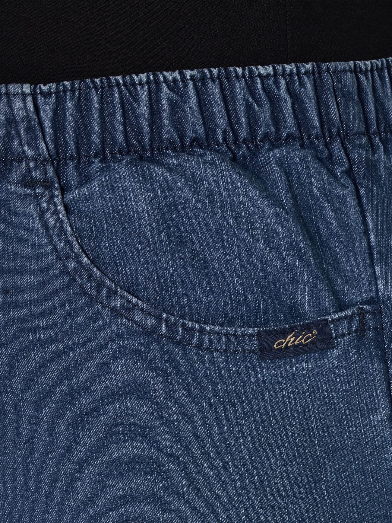 Chic Classic Collection womens Plus Cotton Pull-on Pant With Elastic Waist Jeans, Mid Shade Denim, 26 Petite US