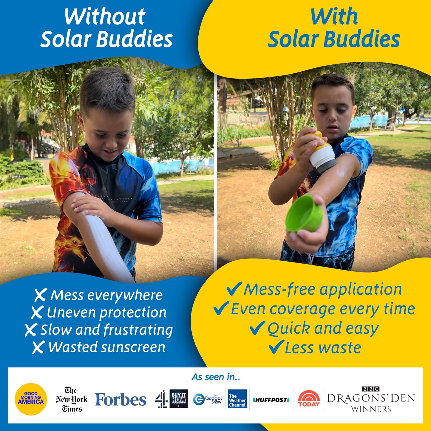 Solar Buddies Grab & Go Travel Bundle, Carabina Clip & Cleaning Brush - Single Full Red - Refillable Roll on Sponge Sunscreen, Suncream & Lotion Applicator For Kids, Adults & Families - Holds 100ml