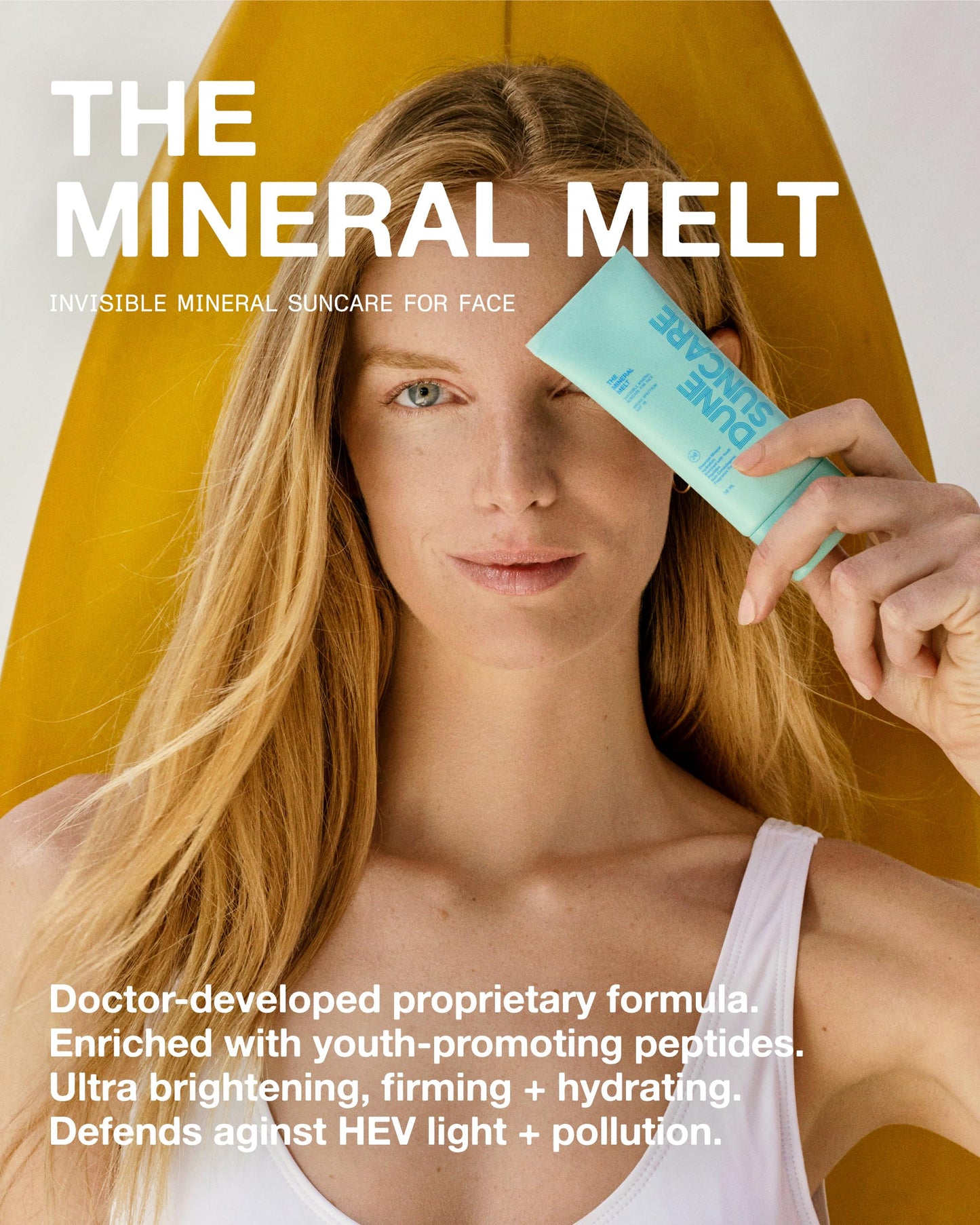 DUNE The Mineral Melt Mineral Face Sunscreen SPF 30, Broad Spectrum Zinc Sunscreen for Face, Sheer No White Cast Sunscreen, Fragrance Free Daily Facial Sunscreen with Peptides & Vitamin E, 1.7 Fl Oz