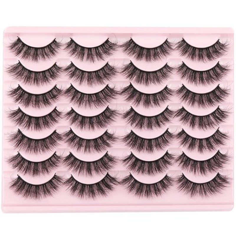 Wispy False Eyelashes Cat Eye Lashes Natural Look Fluffy Mink Lashes 16mm Strip Eyelashes Pack Wholesale 14 Pairs 4D Volume Multipack by TNFVLONEINS