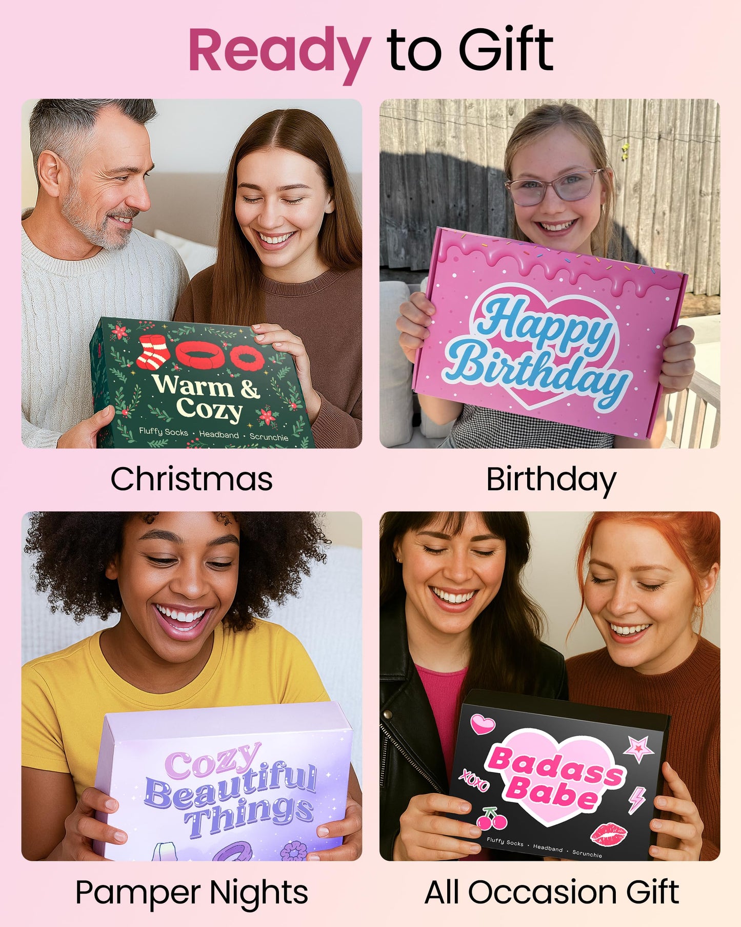 Lily England Cozy Self-Care Gift Set - Teen Girl Gifts Trendy Stuff with Soft Fluffy Socks, Headband & Scrunchie - Birthday & Fun Stocking Stuffers for Teen Girls & Tweens