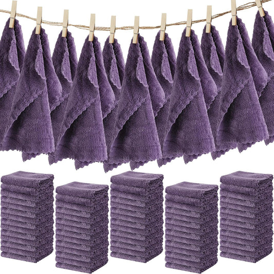 Ultra Soft Microfiber Washcloths - 100 Pack Quick Dry & Absorbent | 12 x 12 Inch Dark Purple for Sensitive Skin