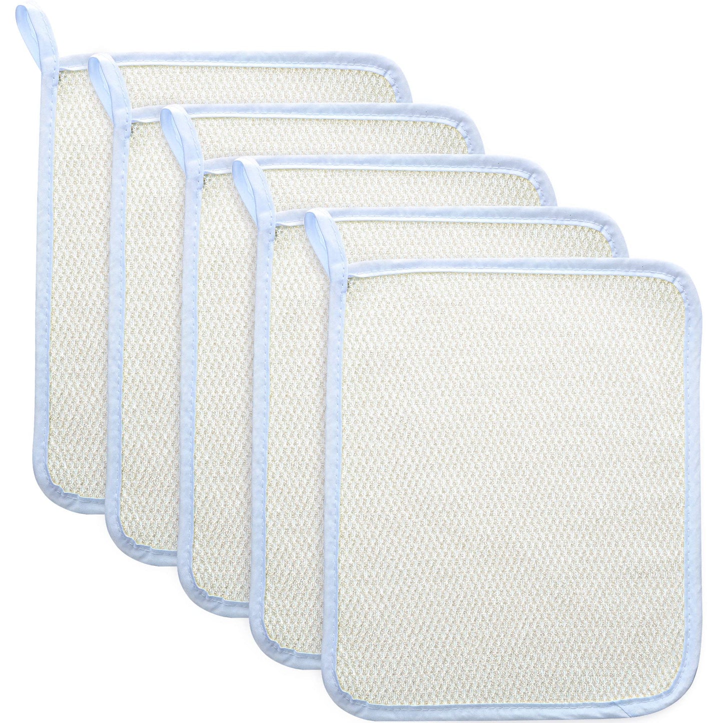 Blulu 5 Pcs Exfoliating Washcloth Set, Dual Sided for Face and Body, Bath Scrub Wash Cloth for Shower, Soft Body Exfoliating Cloth for Skin Care and Daily Use, 10.23 x 8.27 Inch