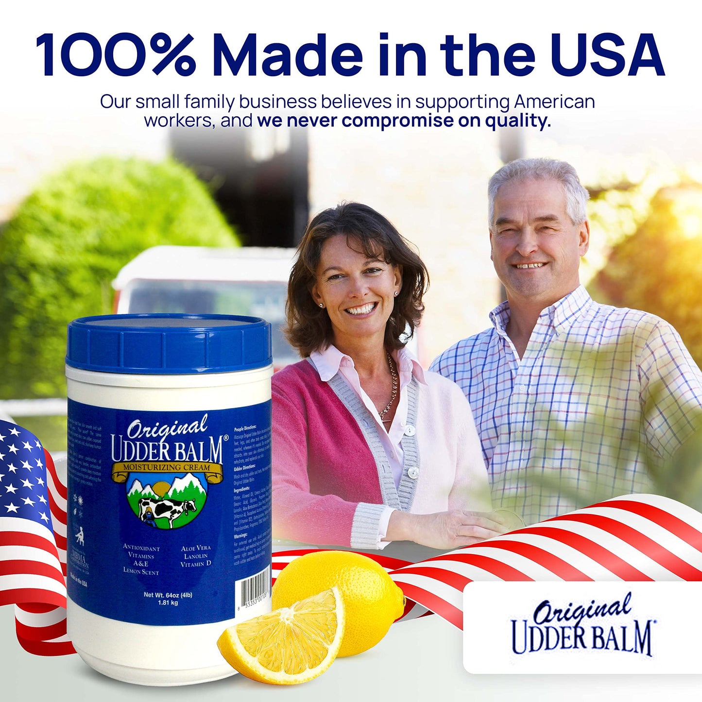 Original Udder Balm Refill Tub - Made in USA - Extra Thick Udder Cream & Hand Balm for Dry Skin, Cracked Heels, Rough Hands – Deep Moisture Heel Cream & Foot Moisturizer with Aloe Vera, 64 Fl Oz