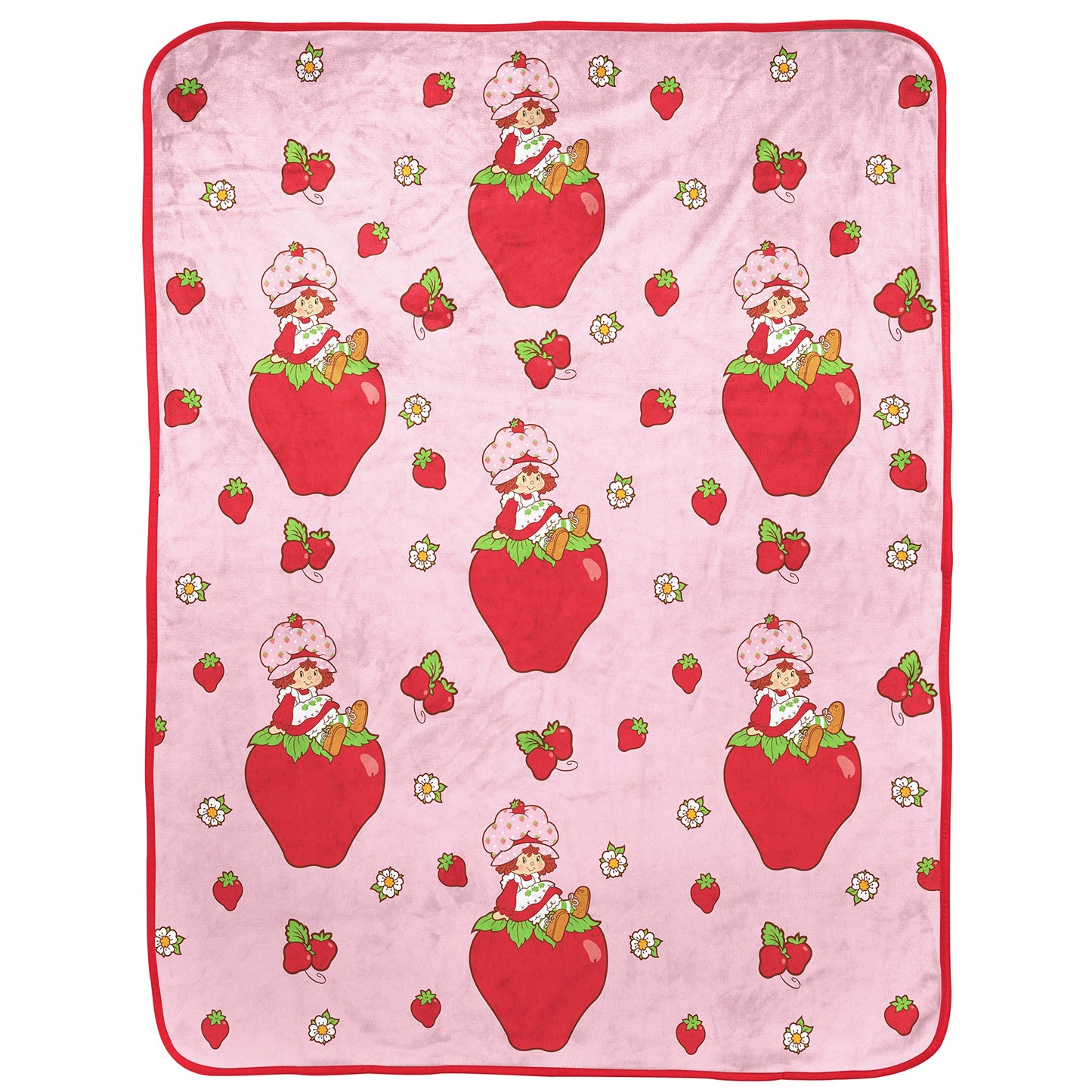 Jay Franco Strawberry Shortcake Fleece Blanket and Pillow Set, 40 x 50 Inch, Kids Super Soft Cozy 2 Piece Travel Set, Machine Washable, Non-Toxic, Gift for Girls and Boys (Officially Licensed Product)