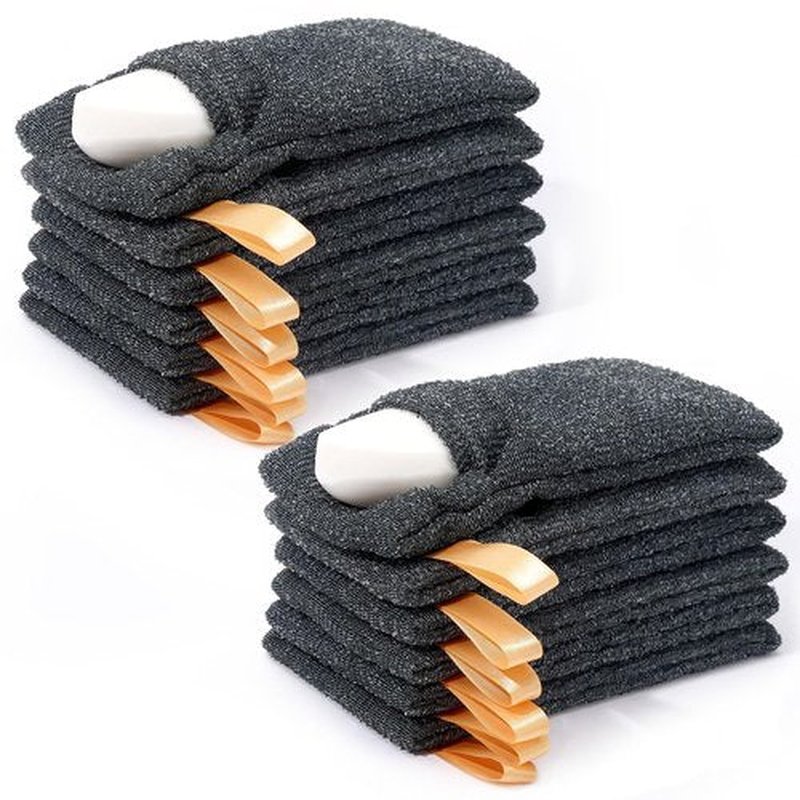 Antimbee 12-Pack Soap Pouch, Soap Exfoliating Bag, Body Scrubbers for Shower Soap Saver, Gray Mesh Bar Soap Sock for Senstive and Rough Skin