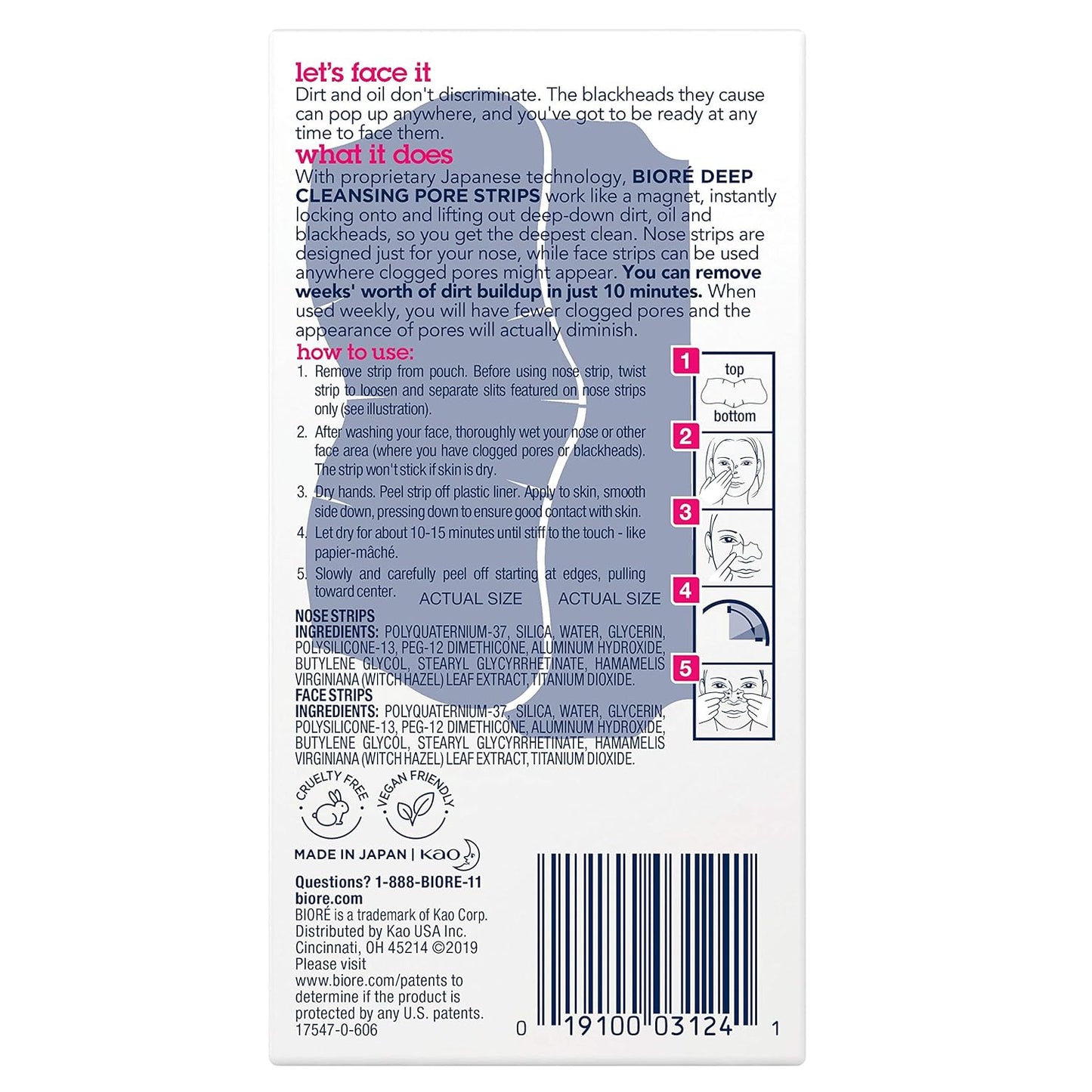 Bioré Nose+Face 24ct Pore Strips with Bioré Charcoal 18ct Nose Strips