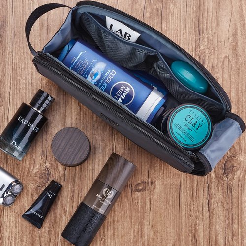ZEEMO Toiletry Bag for Men, Water-resistant Dopp Kit with Large Capacity for Toiletries and Shaving Accessories, Travel Toiletry Organizer Case, Black
