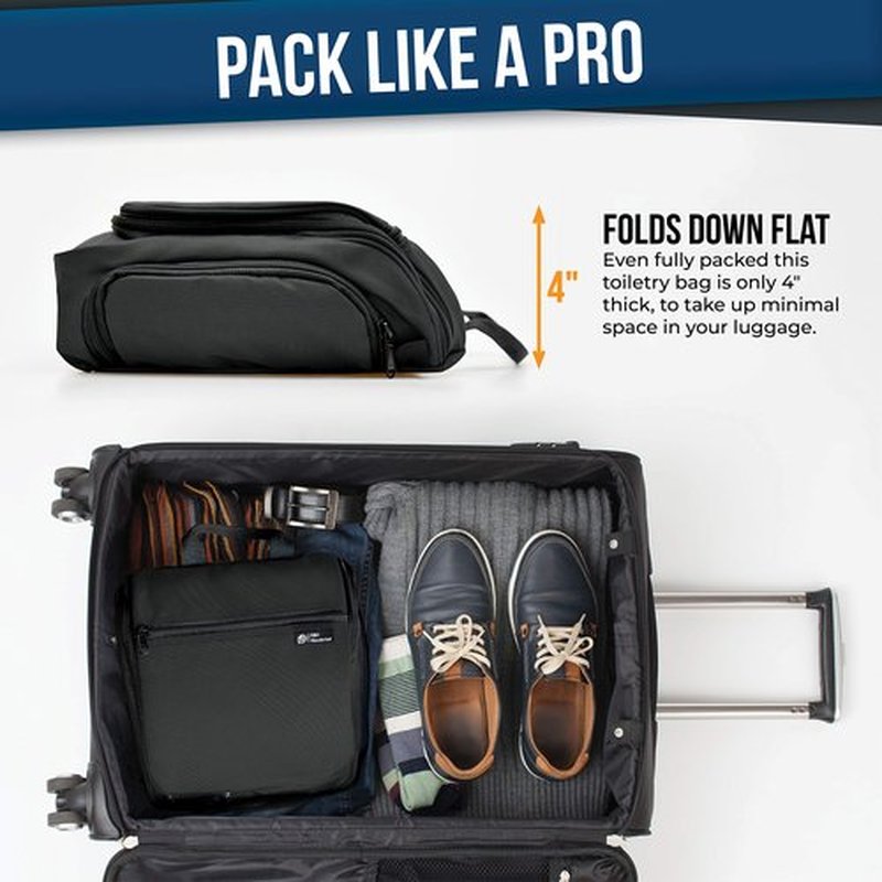 D&D Hanging Travel Toiletry Bag for Men and Women – Cosmetics, Makeup and Toiletries Organizer Kit with 10 Compartments, YKK Zippers, XXL Metal Swivel Hook, Water-Resistant Nylon