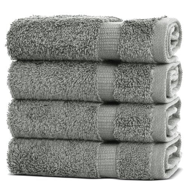 Chakir Turkish Linens | Hotel & Spa Quality 100% Cotton Premium Turkish Towels | Soft & Absorbent (4-Piece Washcloths, Gray)