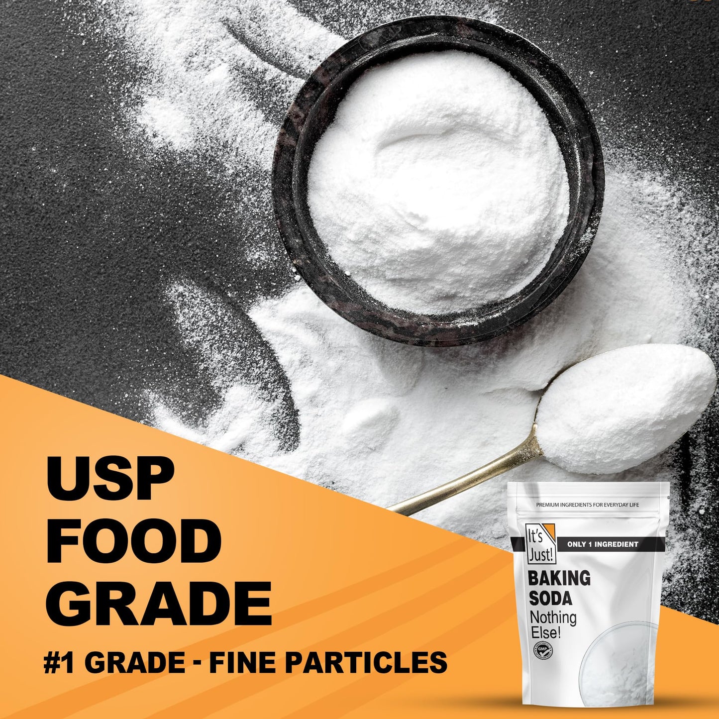 It's Just - Baking Soda, 100% Pure Sodium Bicarbonate, Food Grade, Non-GMO, Made in USA, Cooking, Baking (1.25 Pound)