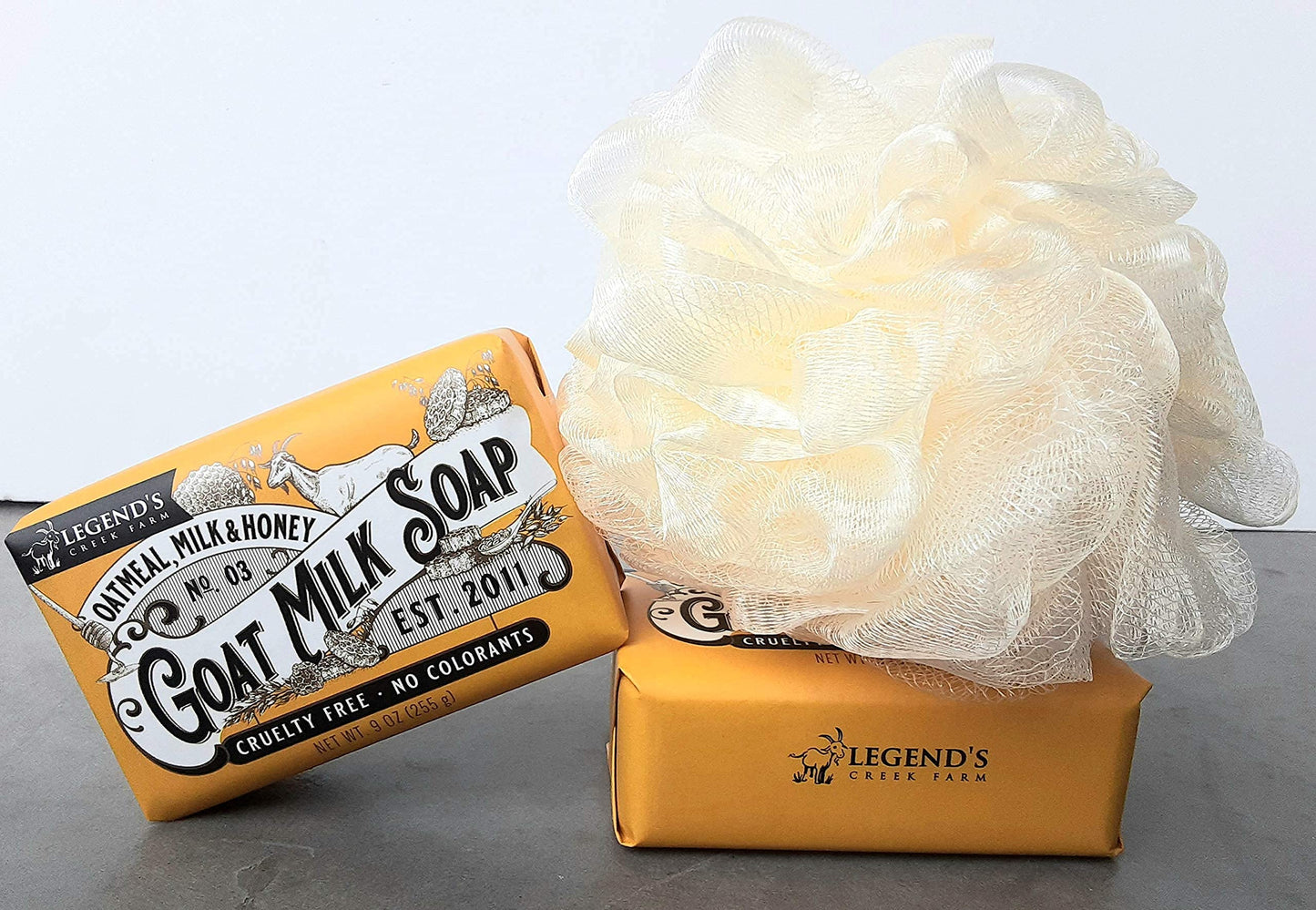 Legend's Creek Farm Goat Milk Soap - Triple Milled Moisturizing Bar for Hands and Body - 9 Oz Creamy Lather, Nourishing, Natural Soap for Sensitive Skin (Oatmeal, Milk & Honey, Pack of 1)