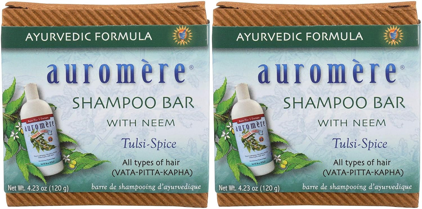 Auromere Ayurvedic Shampoo Bar - Eco Friendly, Handmade, Vegan, Cruelty Free, Natural, Non GMO, All in One Bar for Soap and Shampoo (4.23 oz), 5 pack