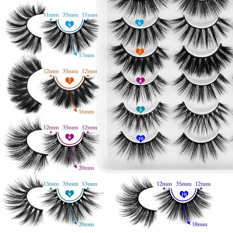 JIMIRE 20 Pairs False Eyelashes 10 Styles Lashes Variety Pack Fluffy Wispy Round Volume Lashes Faux Mink Cat Eye Lashes