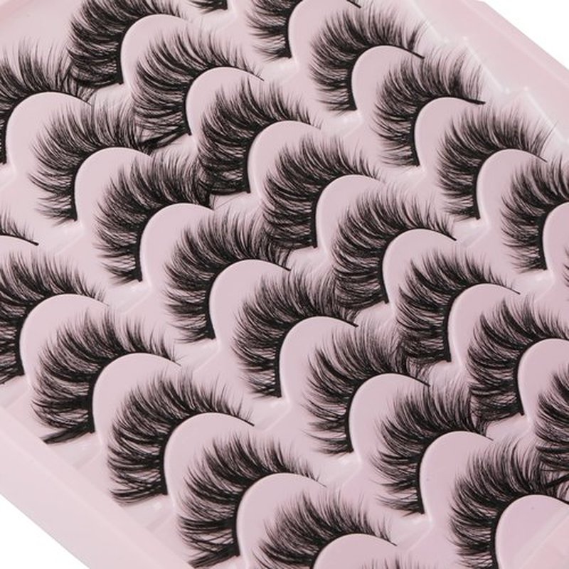 JIMIRE Wispy Faux Mink Cat Eye Lashes Fluffy Crossed Volume False Eyelashes Natural Look Handmade Premium Quality Reusable 16 Pairs Pack