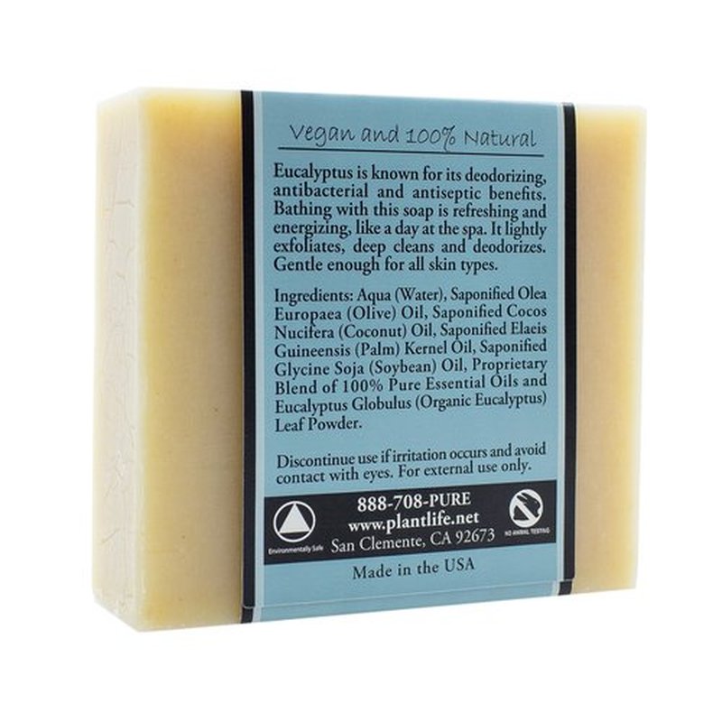 Plantlife Eucalyptus 3-Pack Bar Soap - Moisturizing and Soothing Soap for Your Skin - Hand Crafted Using Plant-Based Ingredients - Made in California 4oz Bar