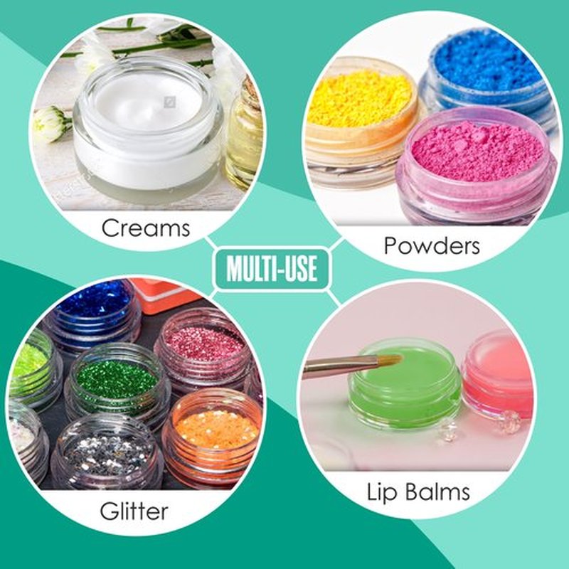 Houseables 3 Gram Jar, 3 ML, Clear, 50 Pk, BPA Free, Cosmetic Sample Empty Container, Plastic, Round Pot, Screw Cap Lid, Small Tiny 3g Bottle, for Make Up, Eye Shadow, Nails, Powder, Paint, Jewelry