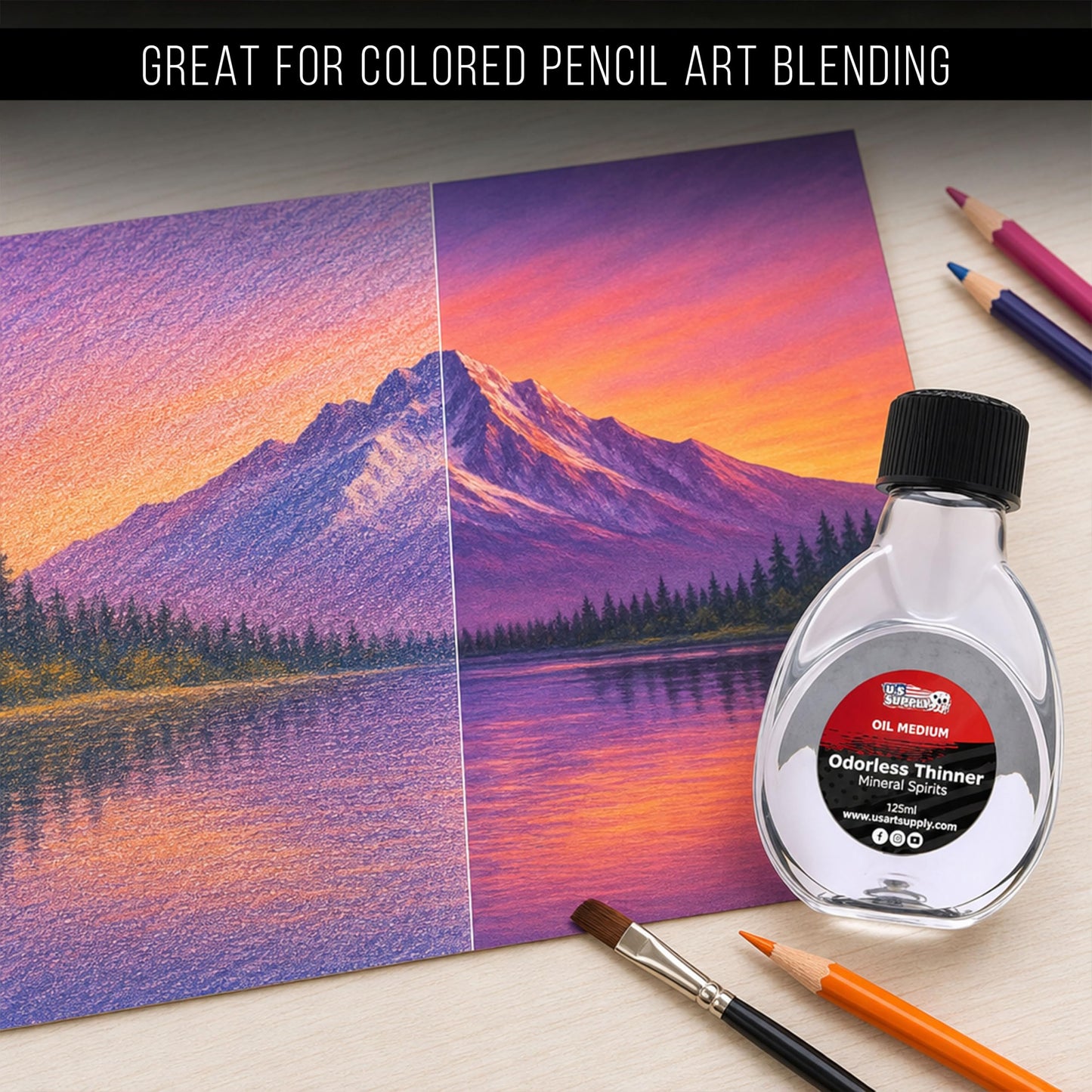 U.S. Art Supply Odorless Mineral Spirits for Cleaning 125ml - Solvent for Artists, Odorless Paint Thinner for Oil Painting