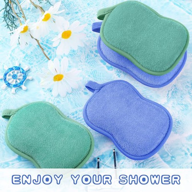 4 Pieces Baby Bath Sponge Cotton Baby Sponge Soft and Absorbent Sponge for Kids Babies Men Women (Green, Blue)