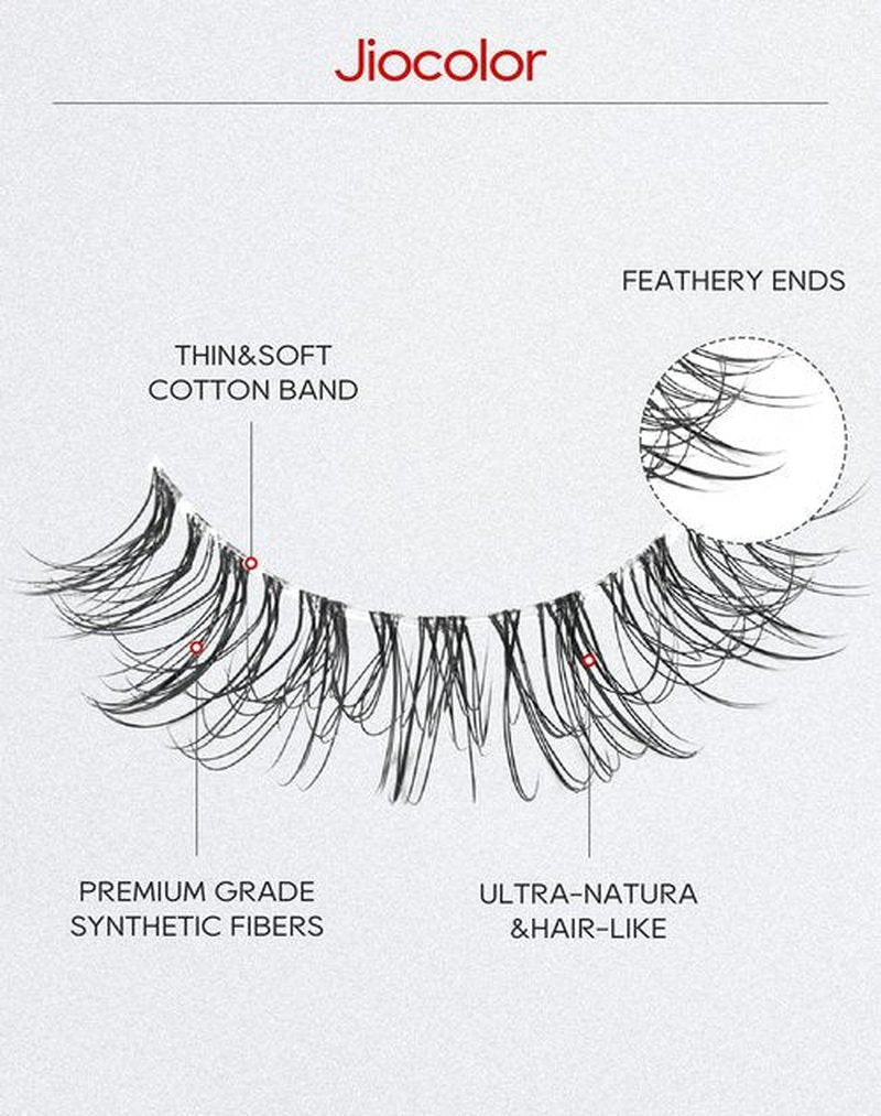 Fairy Strip Lashes That Look Like Extensions Clear Band False Eyelashes Natural Look 3D Volume Lashes Short Wispy Fake Eyelashes Pack 7 Pairs 10MM