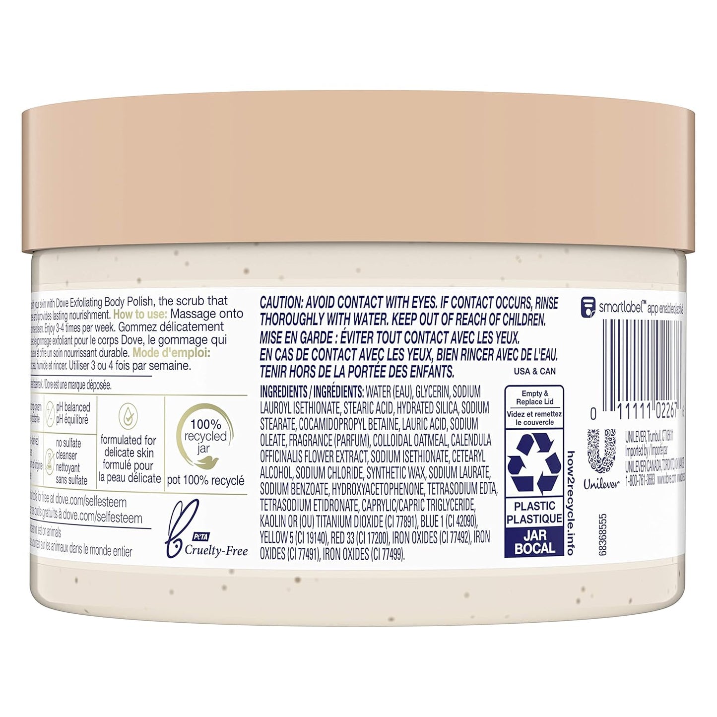 Dove Exfoliating Body Polish Scrub with Almond & Mango Butter - 10.5 oz (4 Count) for Dry Skin
