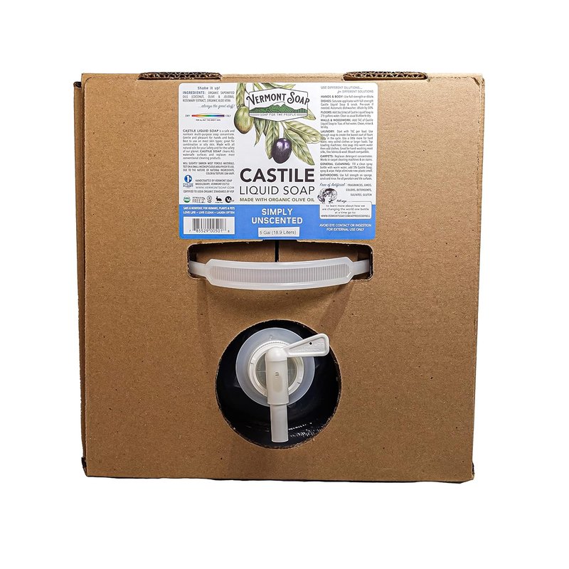 Organic Castile Soap - Unscented Liquid Soap for Sensitive Skin | Gentle Body Wash & Shampoo - 5 Gallon