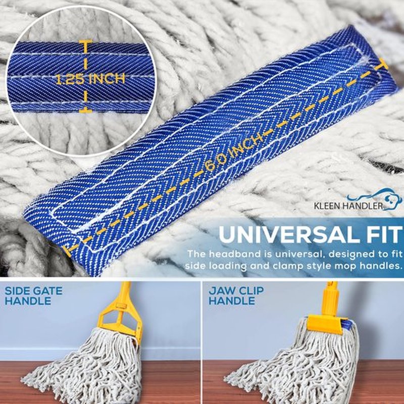 Pack of 24 Cut End Cotton Mop Head Replacement, 1.25-inch Universal Headband, Wet Mop Refills, Natural, 16 Oz