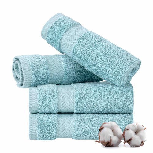TEXTILOM Washcloths for Body and Face – Hotel and Spa Quality & Soft & Absorbent & Quick Dry Wash Cloths for Your Body – 100% Turkish Cotton Wash Clothes Towel Set of 4 (13 x 13 inches) - Aqua