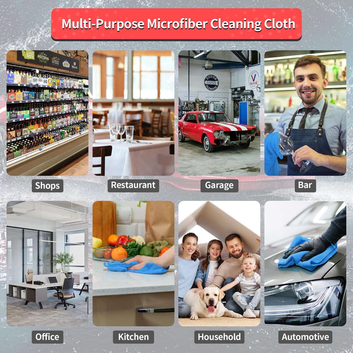 HOMERHYME Shop Towels, 100 Pack Microfiber Towels for Cars, Microfiber Cleaning Cloths, Bulk Multipurpose Lint-Free Cleaning Rag for Mechanic Automotive Garage Office, 11.5"*11.5" Blue