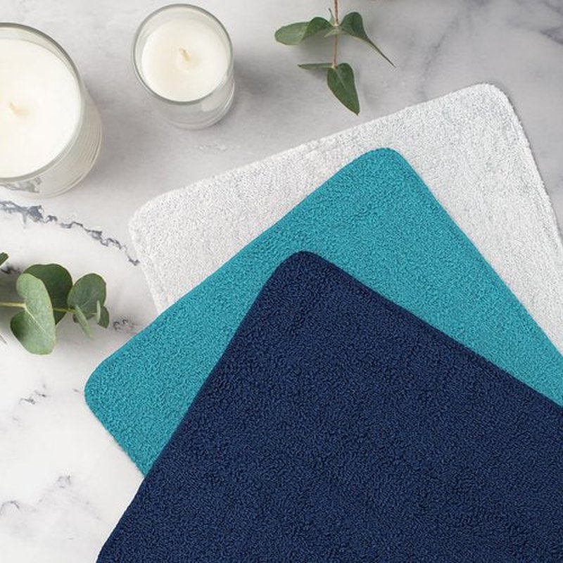 DecorRack 18 Pack 100% Cotton Wash Cloths, Ultra Soft, 11 x 11 inch Ultra Absorbant, Machine Washable Premium Washcloths, Blue (18 Pack)