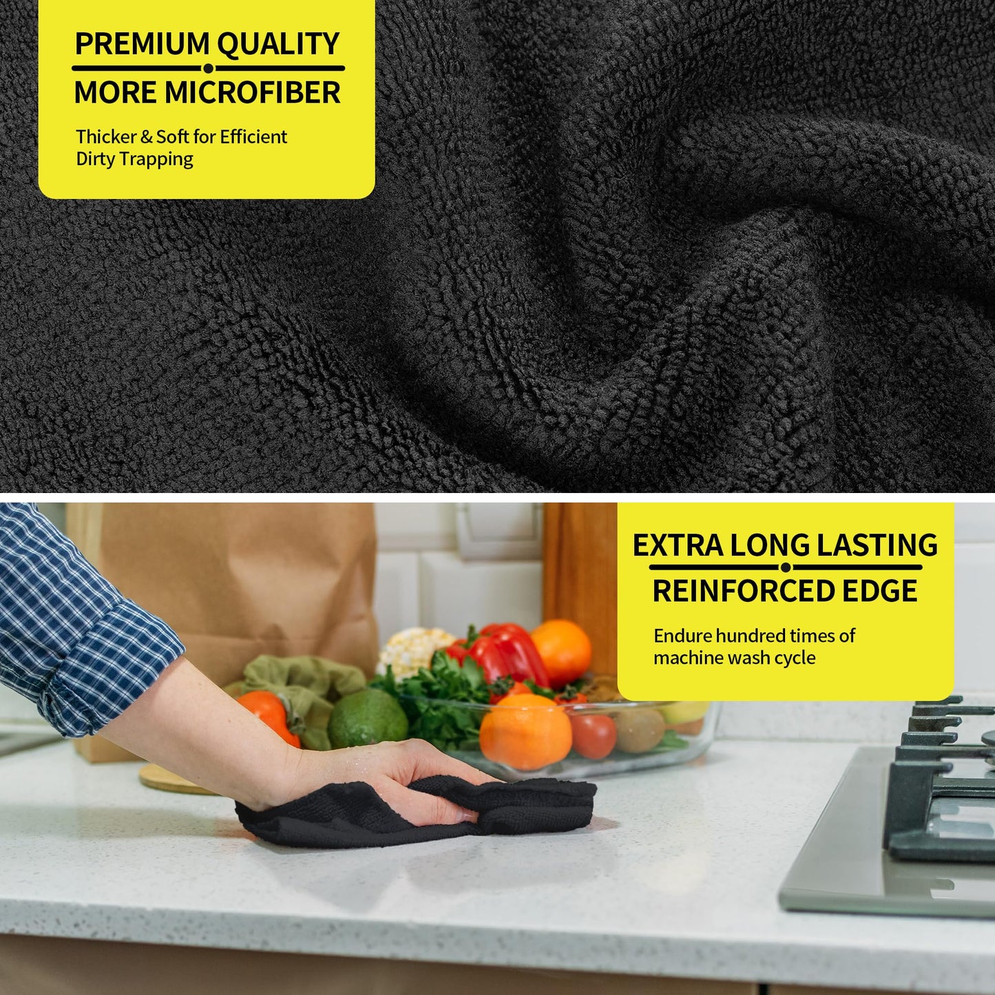 HOMERHYME Microfiber Cleaning Cloth, Premium 8 Pack Cleaning Towels, Lint-Free & Streak-Free Ultra Absorbent, 300GSM Reusable Microfiber Towel for Cars Shop Garage Home and Kitchen, 12.6" x 12.6"