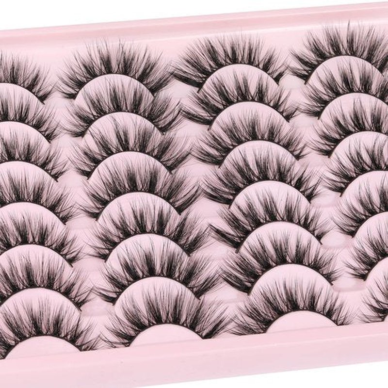 Newcally Eyelashes False Lashes Wispy Fluffy Eyelashes Mink Natural Look 3D Volume Fake Eye Lashes Pack Cat Eye Strip Reusable Faux Mink Eyelash 14 Pairs