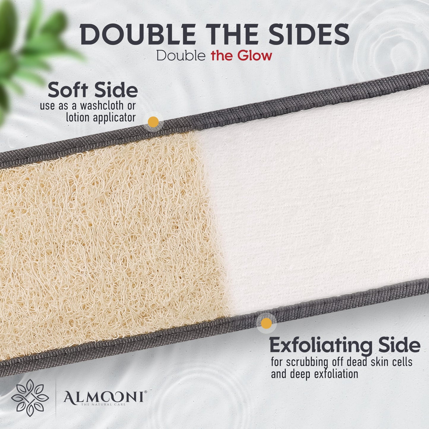 Sturdy Natural Loofah Back Scrubber for Shower for Men, Egyptian Loofah Body Scrubber Exfoliator and Washer for Men to Clean Your Back Deeply Like an Exfoliating Washcloth- 1 Count (1 Pack) - Gray