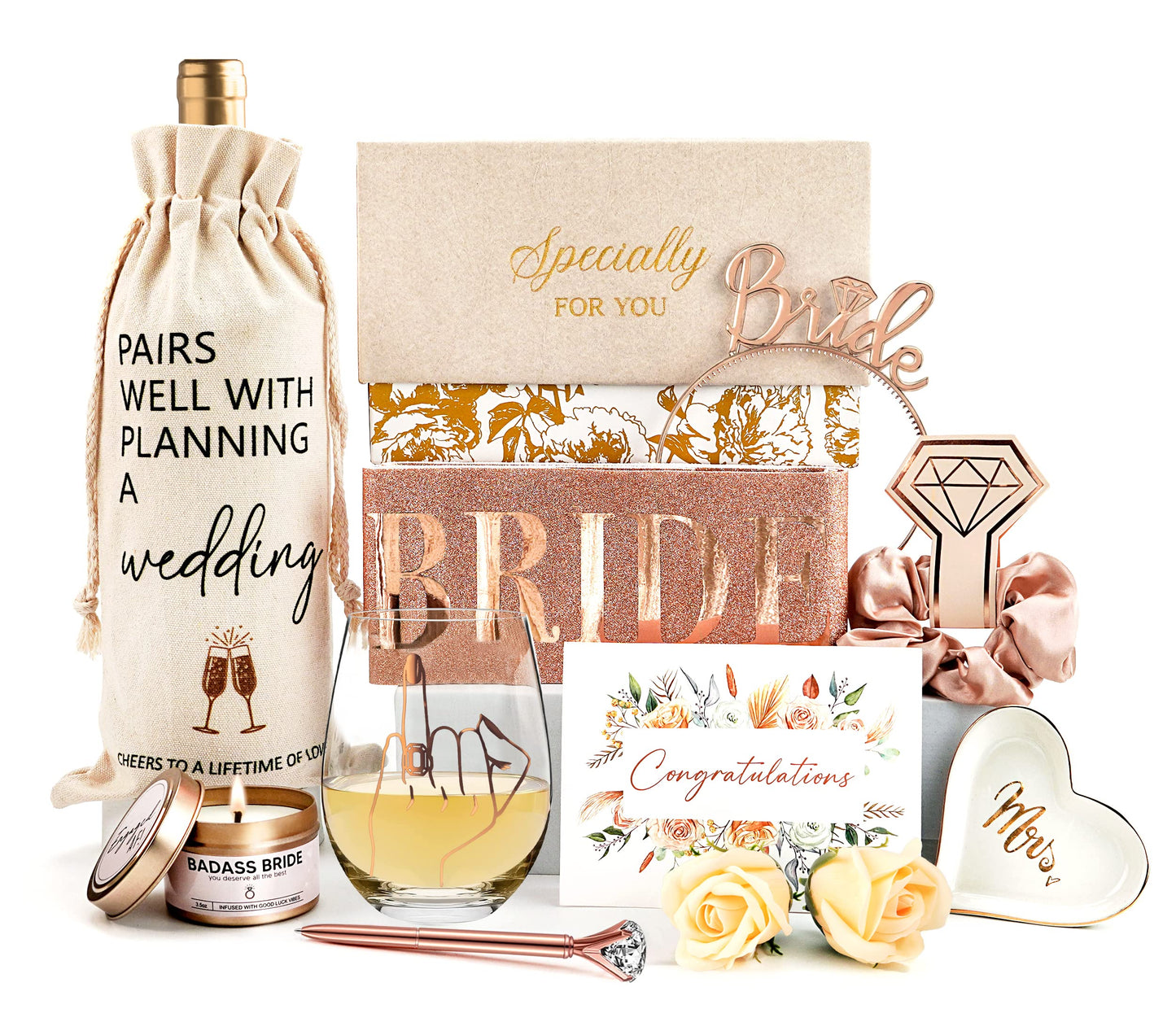 NOVITAR Engagement Gifts For Women- Bride To Be Newly Engaged Gifts, Bridal Shower Gifts, Fiancée Future Mrs Box Set, Wedding Gifts Basket, Engaged Party Gifts Idea