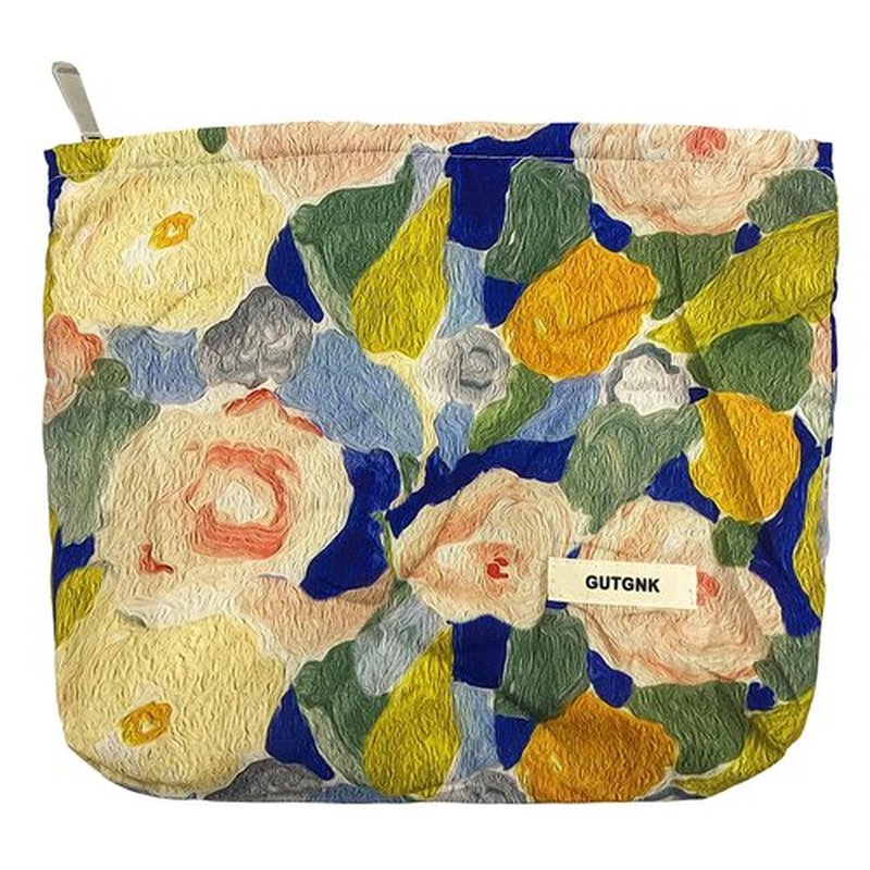 GUTGNK Cotton Ladies Cosmetic Bag, Large Capacity Canvas Cosmetic Bag Travel Toiletry Bag Accessories Organizer, Monet Flower