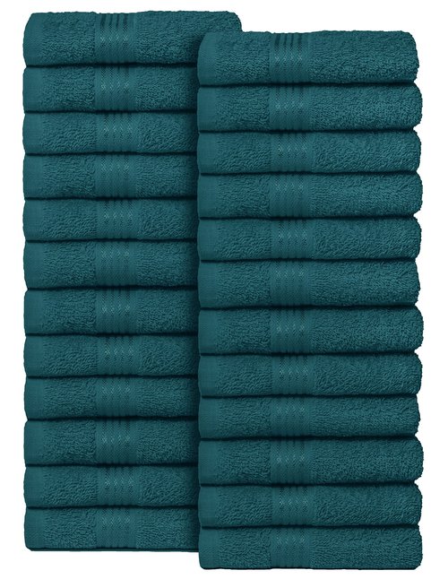 Belizzi Home Ultra Soft Cotton Washcloths, Contains 24 Piece Face Cloths 12x12 inch, Ideal for Everyday use Face Towels, Compact & Lightweight Multi Purpose Washcloths - Teal